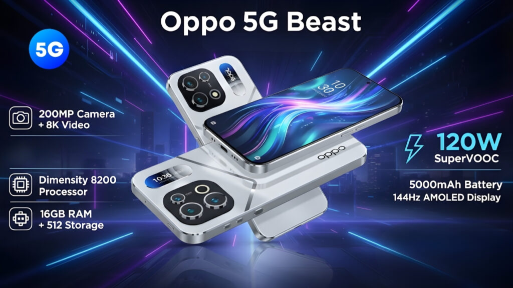 Oppo New 5G Beast Launched 16GB RAM, 512GB Storage and 144Hz AMOLED Display